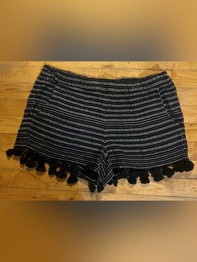 Laura Siegel Striped Pom Women’s Shorts Handcrafted Relaxed Fit Cotton Size XS